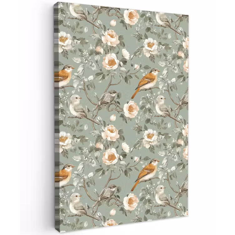 Roze - Vogels - Kleurrijk Tuinposter op houten frame 2 cm dik klein 841 -3d