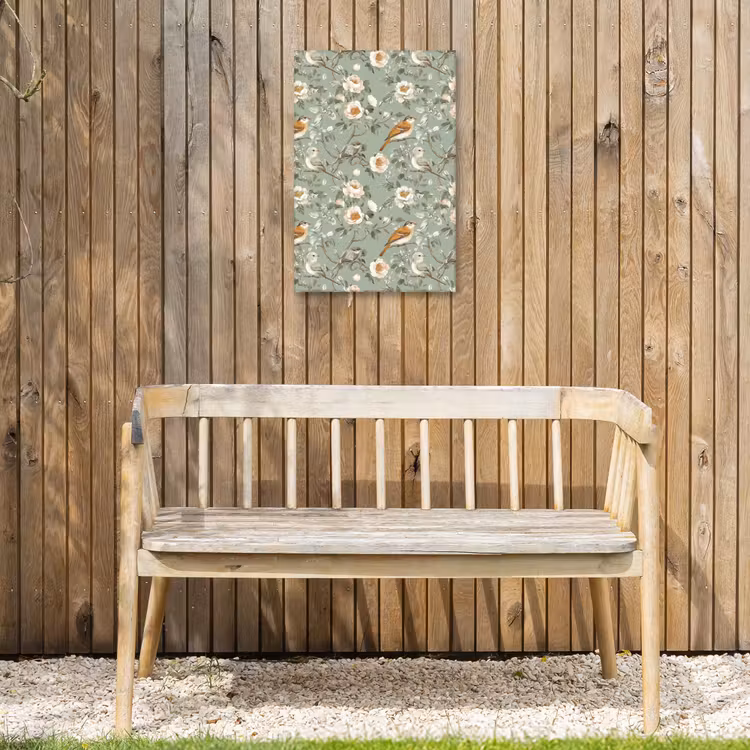 Roze - Vogels - Kleurrijk Tuinposter op houten frame 2 cm dik klein 841 -sfeer4