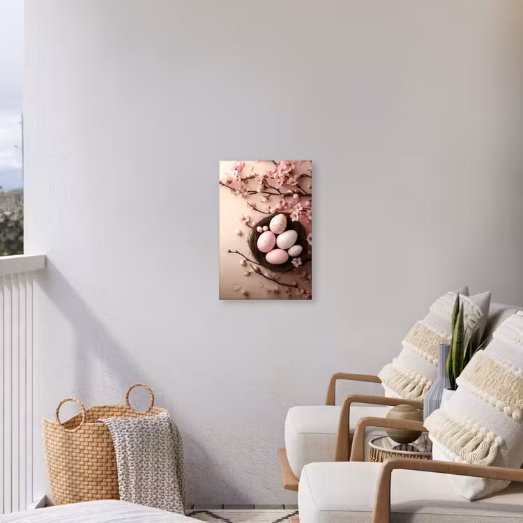Roze - Bloesems - Eieren Tuinposter op houten frame 2 cm dik klein -sfeer1