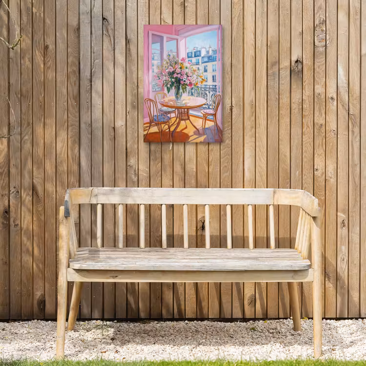 Pink - City - Bloemen Tuinposter op houten frame 2 cm dik klein -sfeer4