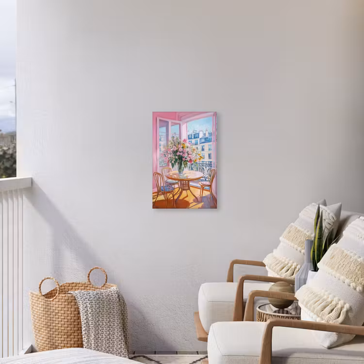 Pink - City - Bloemen Tuinposter op houten frame 2 cm dik klein -sfeer1