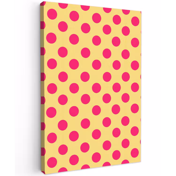 Roze - Stippen - Geel Tuinposter op houten frame 2 cm dik klein 841 -3d