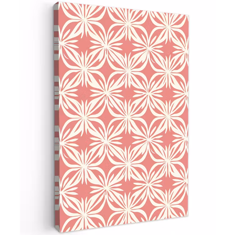 Roze - Bloemenmotief - Wit - Modern Tuinposter op houten frame 2 cm dik klein 841 -3d