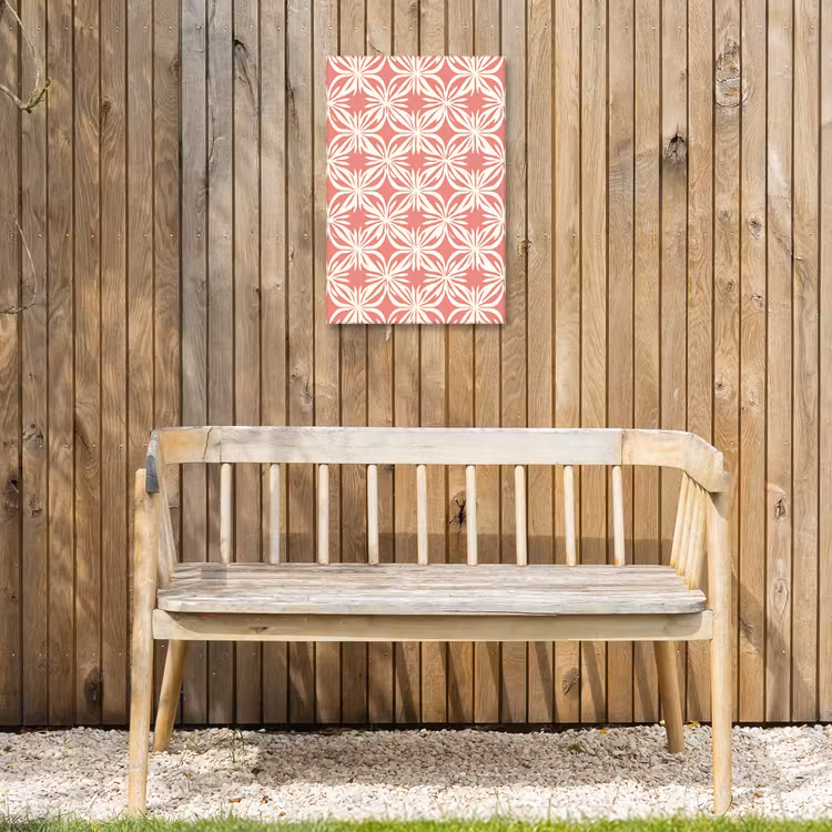 Roze - Bloemenmotief - Wit - Modern Tuinposter op houten frame 2 cm dik klein 841 -sfeer4