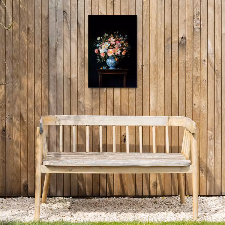 Roze - Bloemen - Vaas - Kleuren Tuinposter op houten frame 2 cm dik klein -sfeer4