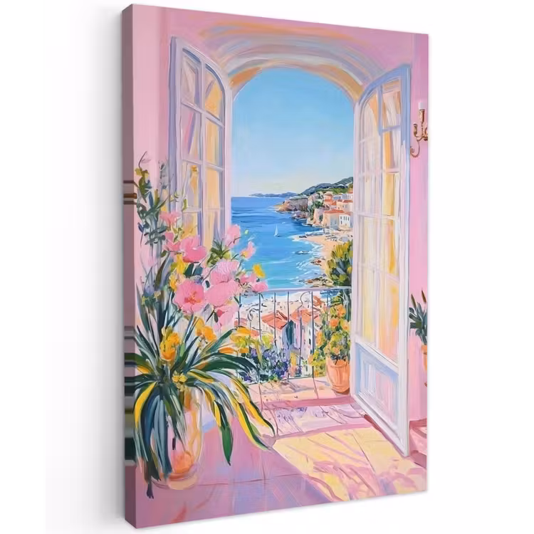 Roze - Buiten - Verf Tuinposter op houten frame 2 cm dik klein -3d