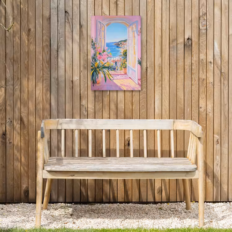 Roze - Buiten - Verf Tuinposter op houten frame 2 cm dik klein -sfeer4