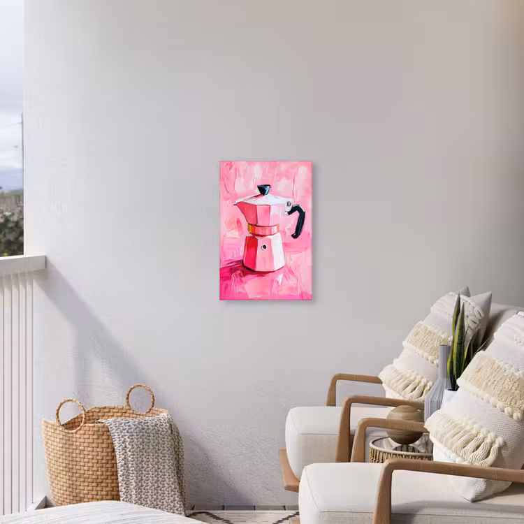 Roze - Verf - Coffee Tuinposter op houten frame 2 cm dik klein -sfeer1