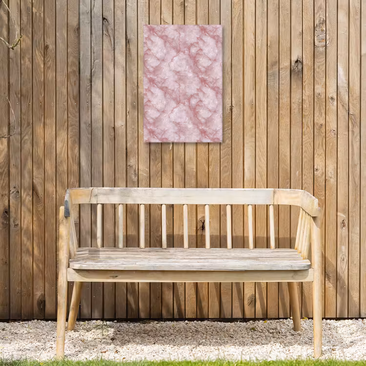 Roze - Kwartsmarmer - Aders Tuinposter op houten frame 2 cm dik klein 841 -sfeer4