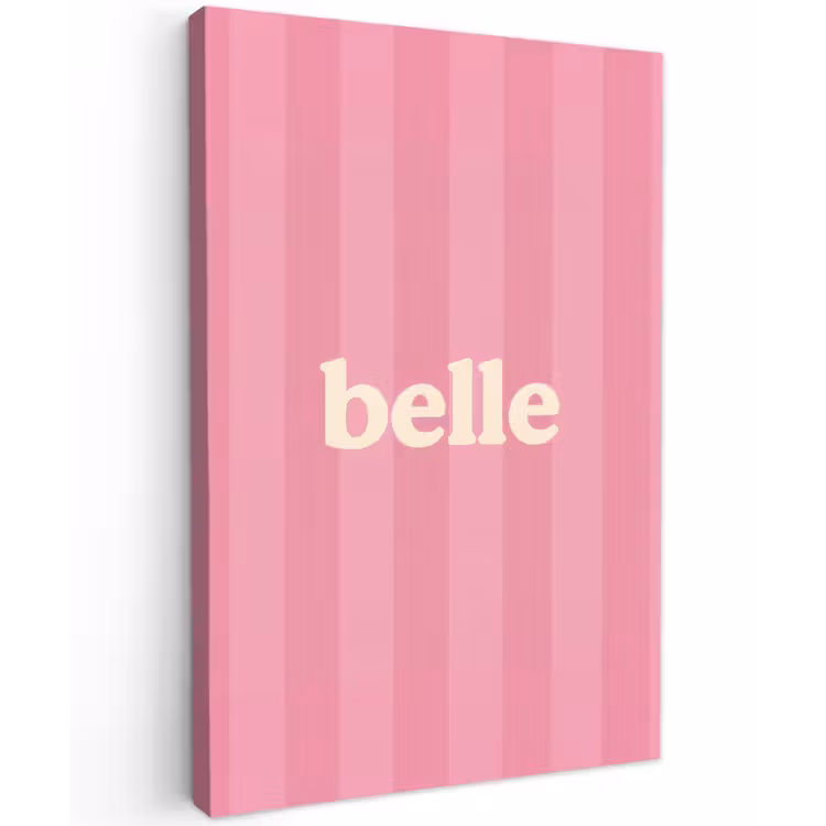 Roze - Gestreept - Belle Tuinposter op houten frame 2 cm dik klein -3d
