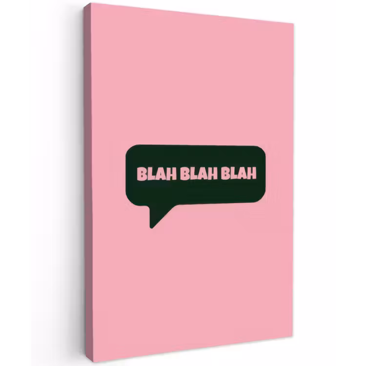 Roze - Tekstwolk - Groen - BLAH BLAH BLAH Tuinposter op houten frame 2 cm dik klein -3d
