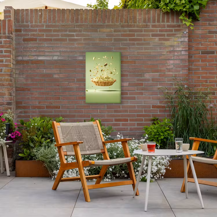 Pistache - Taart - Noten - Eten Tuinposter op houten frame 2 cm dik klein -sfeer3