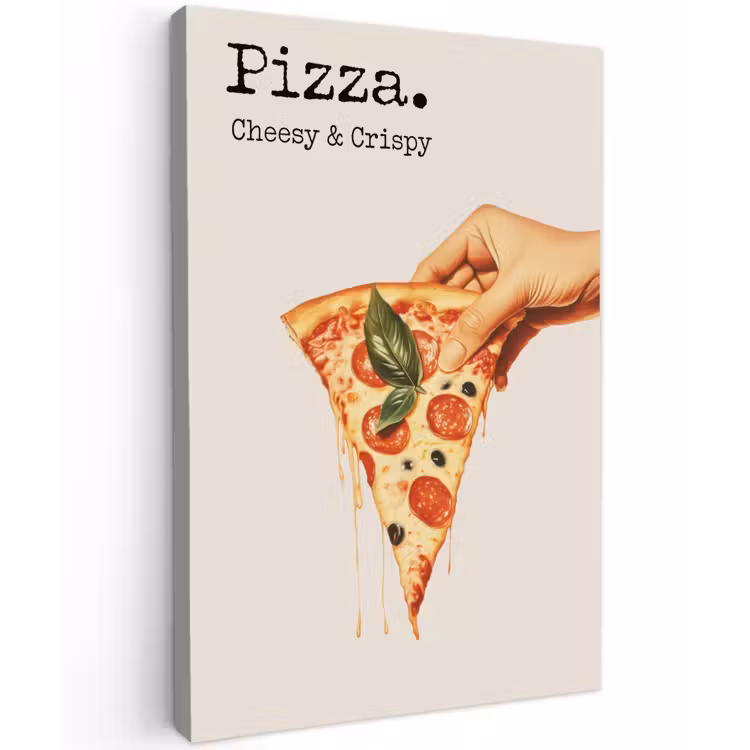 Pizza - Kaas - Pepperoni Tuinposter op houten frame 2 cm dik klein -3d