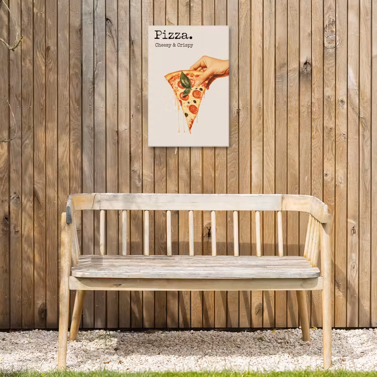 Pizza - Kaas - Pepperoni Tuinposter op houten frame 2 cm dik klein -sfeer4