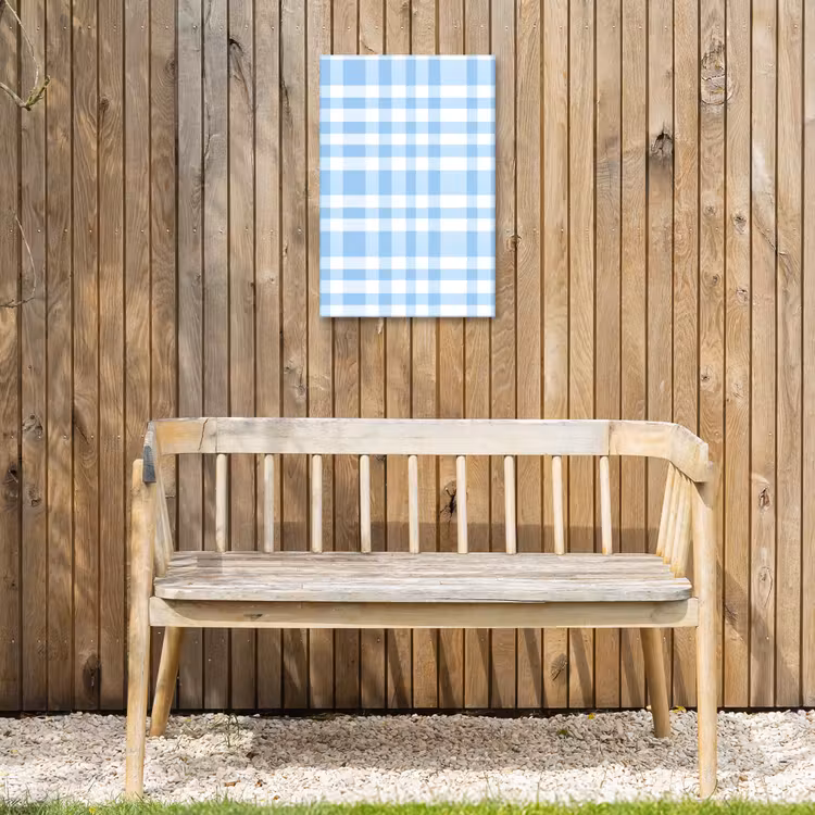 Ruit - Patroon - Blauw Tuinposter op houten frame 2 cm dik klein 841 -sfeer4