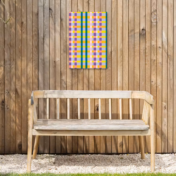 Ruit - Patroon - Kleurrijk Tuinposter op houten frame 2 cm dik klein 841 -sfeer4