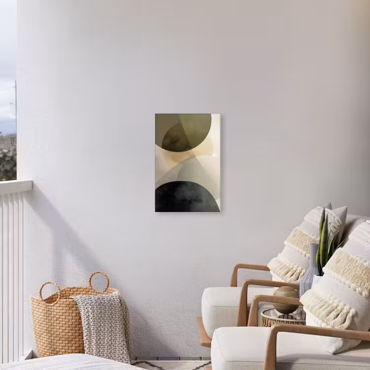 Vlakken - Abstract - Beige - Cirkels Tuinposter op houten frame 2 cm dik klein -sfeer1