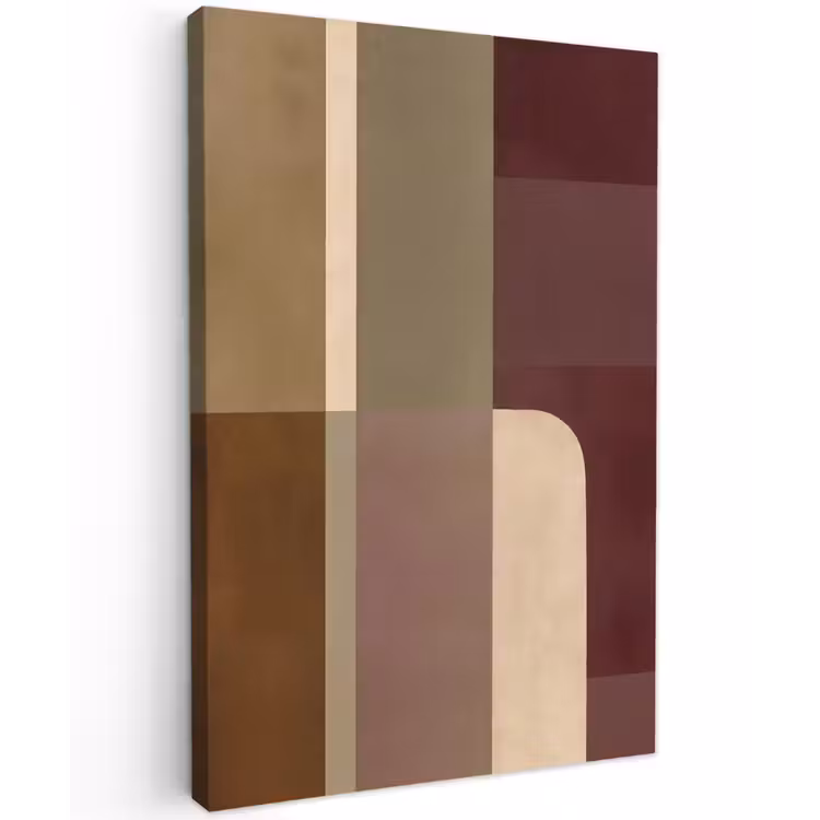 Vlakken - Abstract - Bordeaux - Lijnen Tuinposter op houten frame 2 cm dik klein -3d