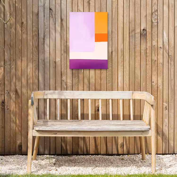 Vlakken - Abstract - Rechthoekig - Oranje Tuinposter op houten frame 2 cm dik klein -sfeer4