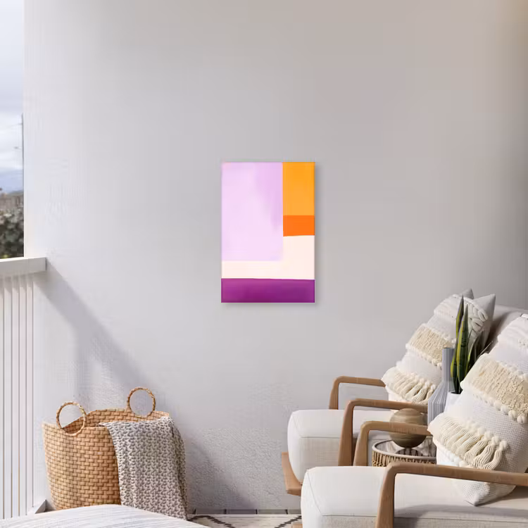 Vlakken - Abstract - Rechthoekig - Oranje Tuinposter op houten frame 2 cm dik klein -sfeer1
