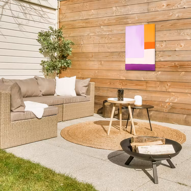 Vlakken - Abstract - Rechthoekig - Oranje Tuinposter op houten frame 2 cm dik klein -sfeer2