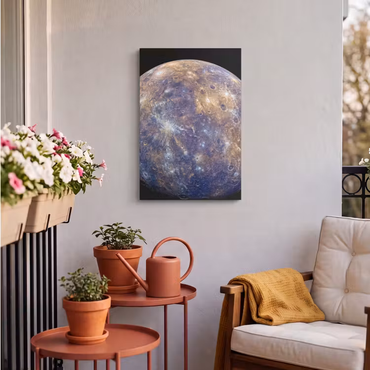Outdoor Canvas Print - Planet - Craters - Space - Planeet - Kraters - Ruimte Tuinposter op houten frame 2 cm dik klein