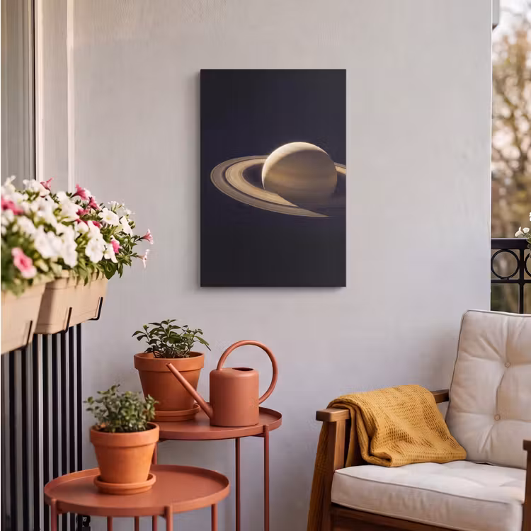 Outdoor Canvas Print - Planet - Rings - Space - Planeet - Ringen - Ruimte Tuinposter op houten frame 2 cm dik klein