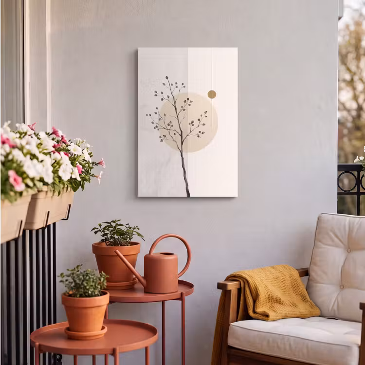 Outdoor Canvas Print - Plant - Abstract - Beige - Plant - Abstract - Beige Tuinposter op houten frame 2 cm dik klein