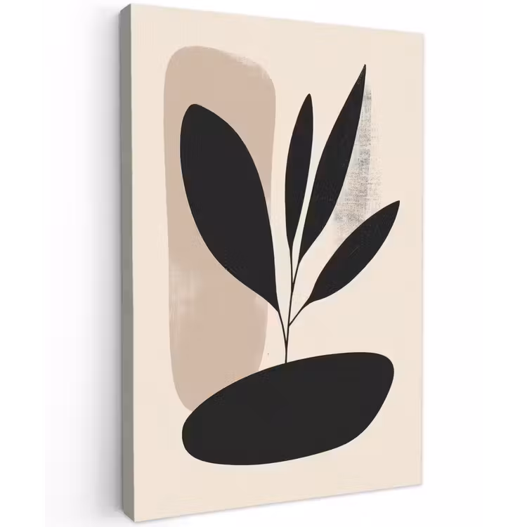 Plant - Beige - Japandi Tuinposter op houten frame 2 cm dik klein -3d