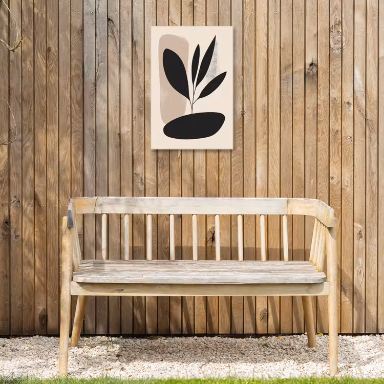 Plant - Beige - Japandi Tuinposter op houten frame 2 cm dik klein -sfeer4