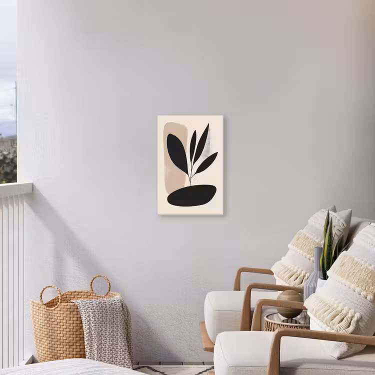 Plant - Beige - Japandi Tuinposter op houten frame 2 cm dik klein -sfeer1