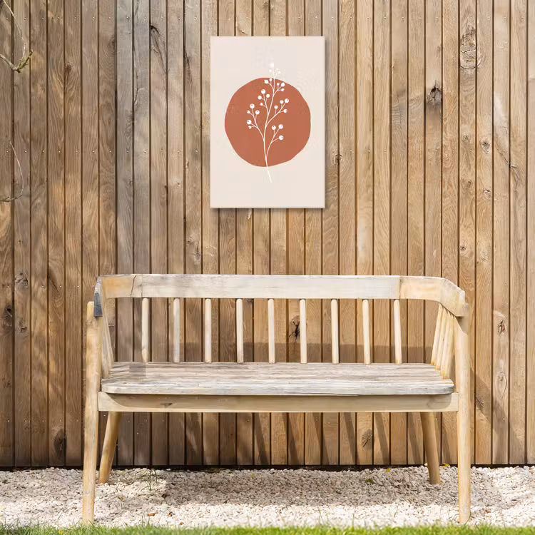 Plant - Tak - Abstract - Modern - Wit Tuinposter op houten frame 2 cm dik klein -sfeer4