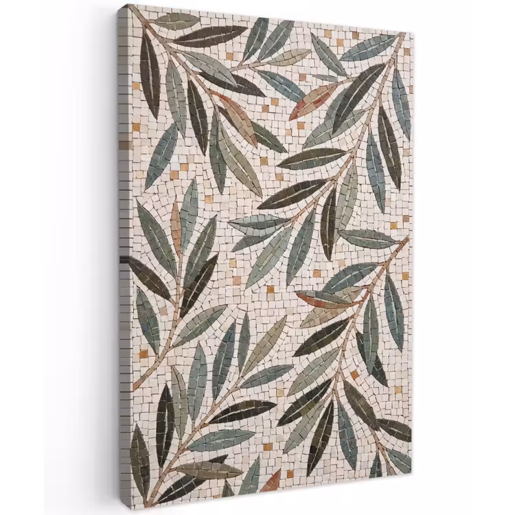 Plant - Blad - Mozaïek - Groen Tuinposter op houten frame 2 cm dik klein -3d