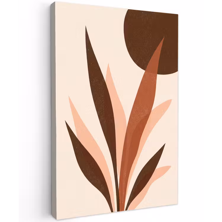 Planten - Abstract - Natuur - Bruin Tuinposter op houten frame 2 cm dik klein -3d