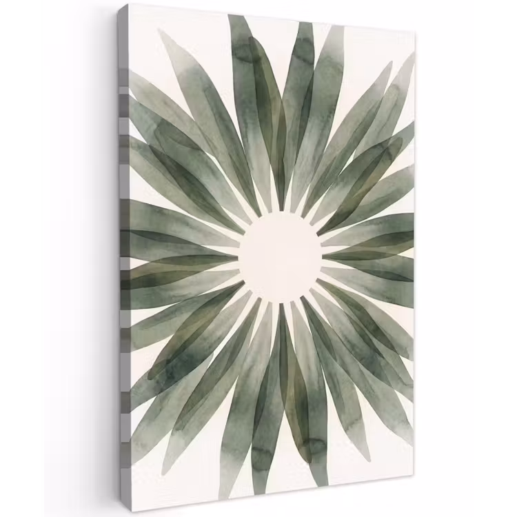 Planten - Abstract - Waterverf - Groen - Natuur Tuinposter op houten frame 2 cm dik klein -3d