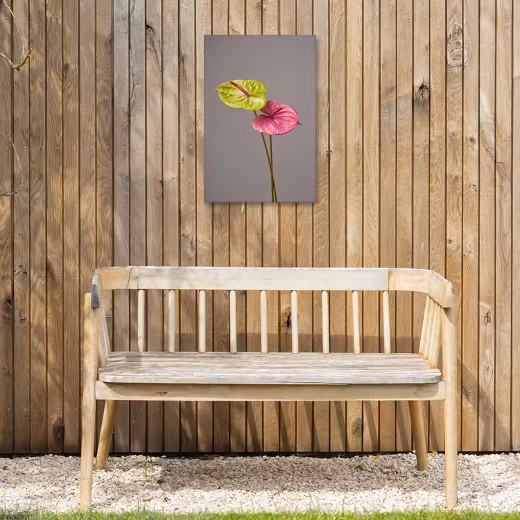 Planten - Anthurium - Groen - Roze Tuinposter op houten frame 2 cm dik klein -sfeer4