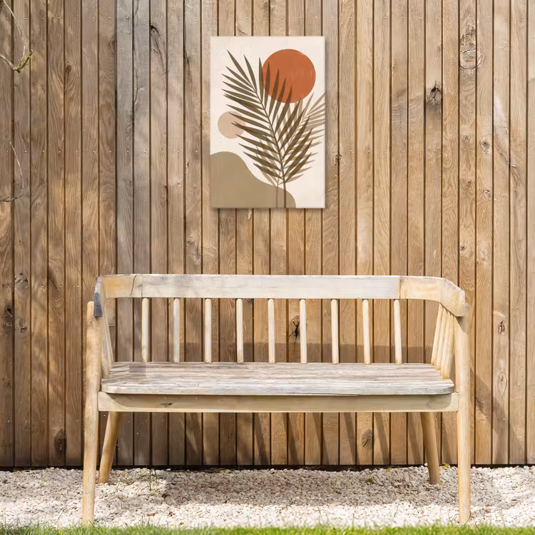 Planten - Bladeren - Abstract - Modern - Beige Tuinposter op houten frame 2 cm dik klein -sfeer4