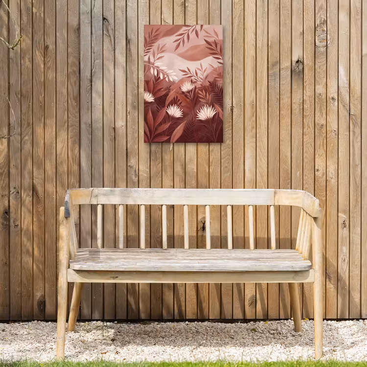 Planten - Bladeren - Botanisch - Modern - Bruin Tuinposter op houten frame 2 cm dik klein -sfeer4