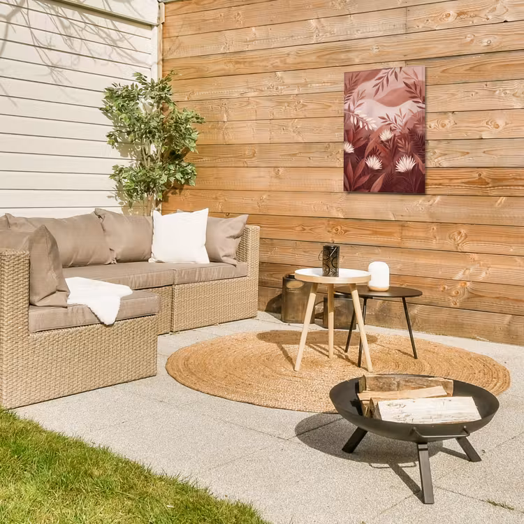Planten - Bladeren - Botanisch - Modern - Bruin Tuinposter op houten frame 2 cm dik klein -sfeer2