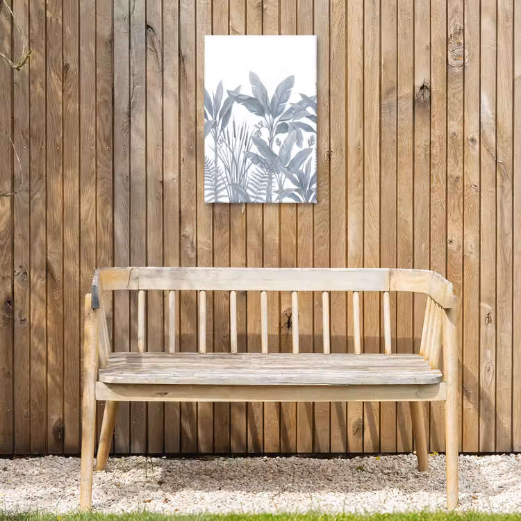 Planten - Bladeren - Natuur - Grijs Tuinposter op houten frame 2 cm dik klein -sfeer4