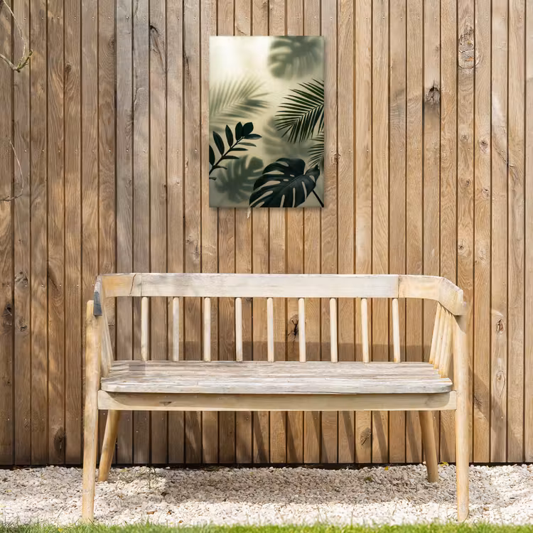 Planten - Bladeren - Schaduwen - Groen - Modern Tuinposter op houten frame 2 cm dik klein -sfeer4