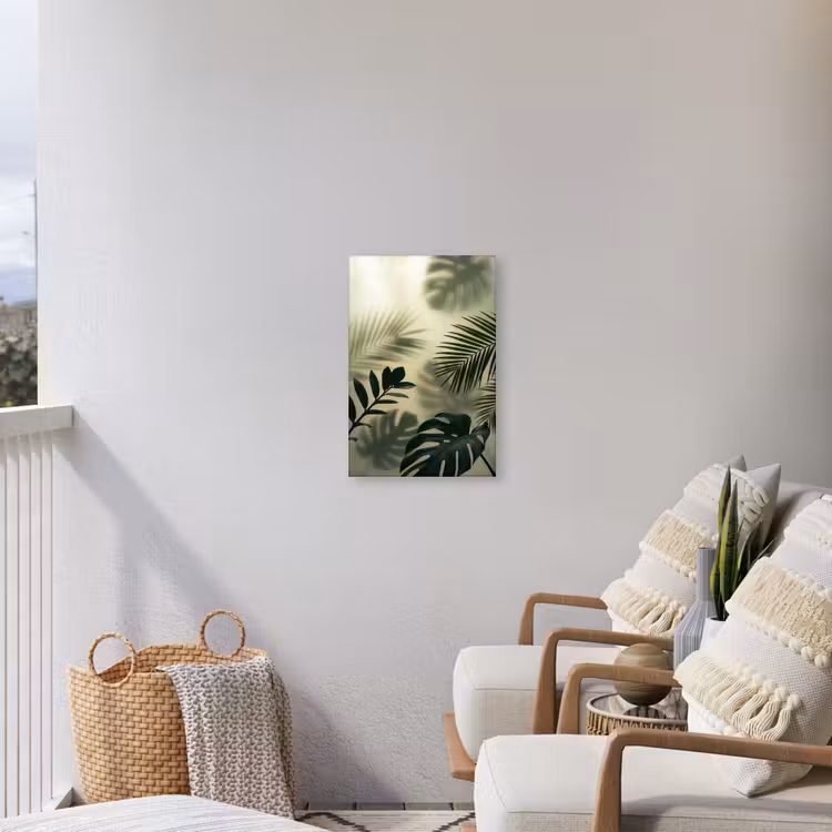 Planten - Bladeren - Schaduwen - Groen - Modern Tuinposter op houten frame 2 cm dik klein -sfeer1