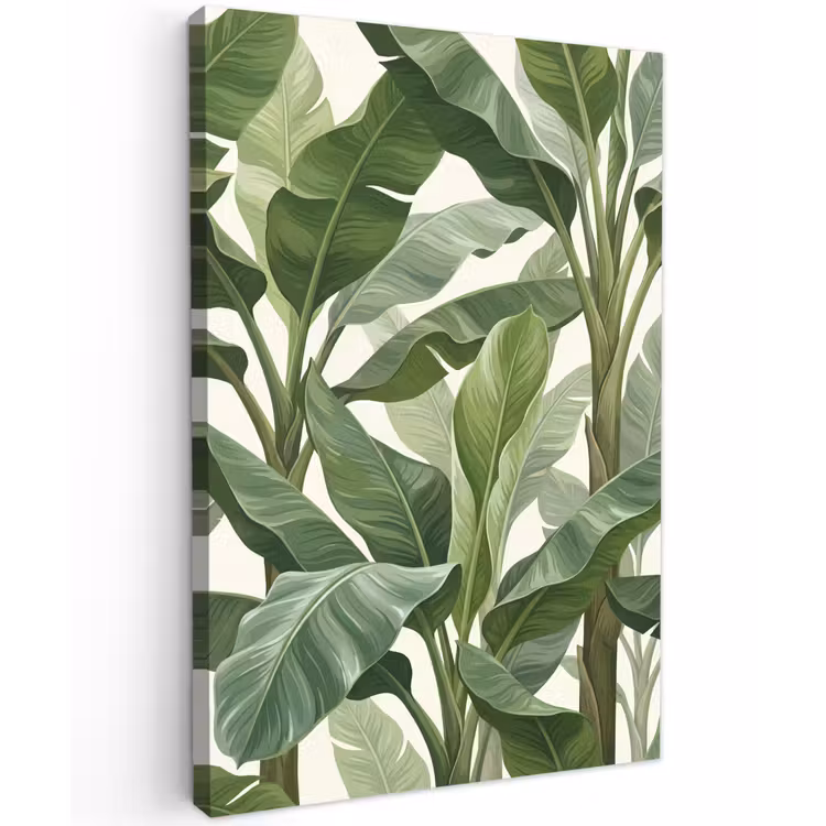 Planten - Bladeren - Tropisch - Groen Tuinposter op houten frame 2 cm dik klein -3d