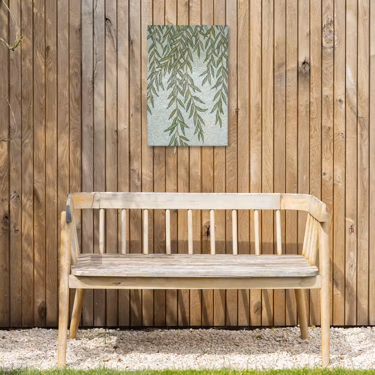 Planten - Mozaïek - Patroon - Groen - Blauw Tuinposter op houten frame 2 cm dik klein -sfeer4