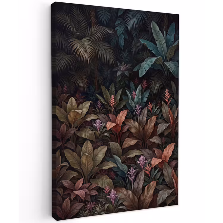 Planten - Tropisch - Jungle - Donker - Natuur Tuinposter op houten frame 2 cm dik klein -3d