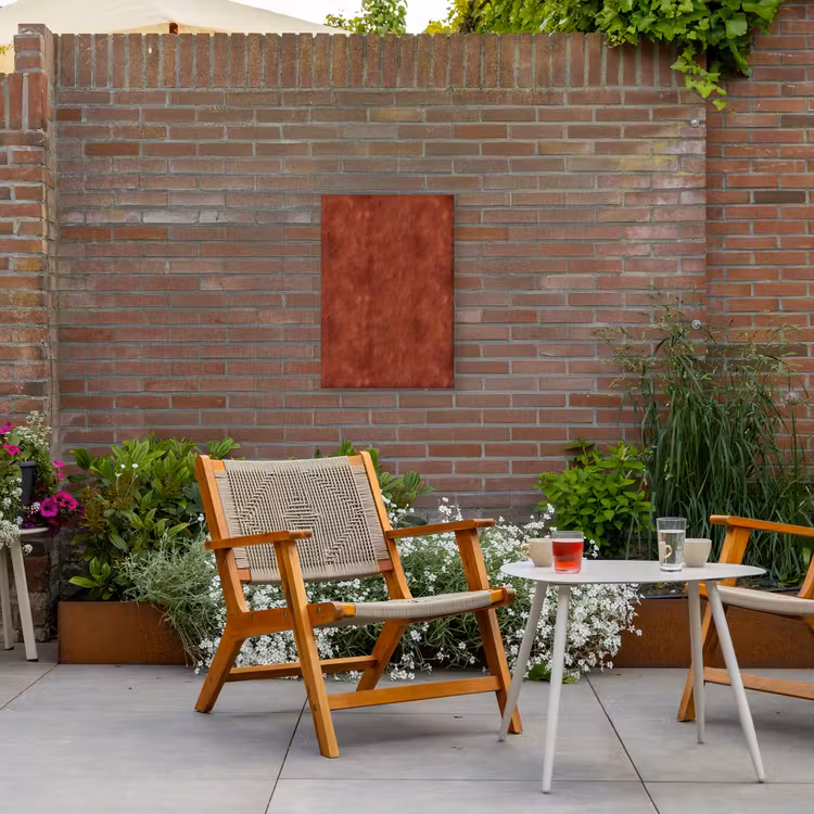 Stucwerk - Textuur - Terracotta Tuinposter op houten frame 2 cm dik klein 841 -sfeer3
