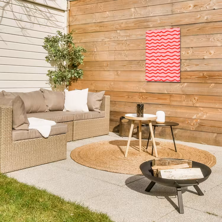 Speels - Patroon - Rood Tuinposter op houten frame 2 cm dik klein 841 -sfeer2
