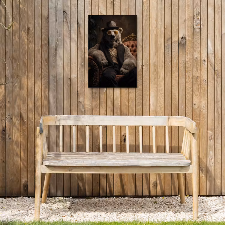 Ijsbeer - Hoed - Bril - Stoel Tuinposter op houten frame 2 cm dik klein -sfeer4