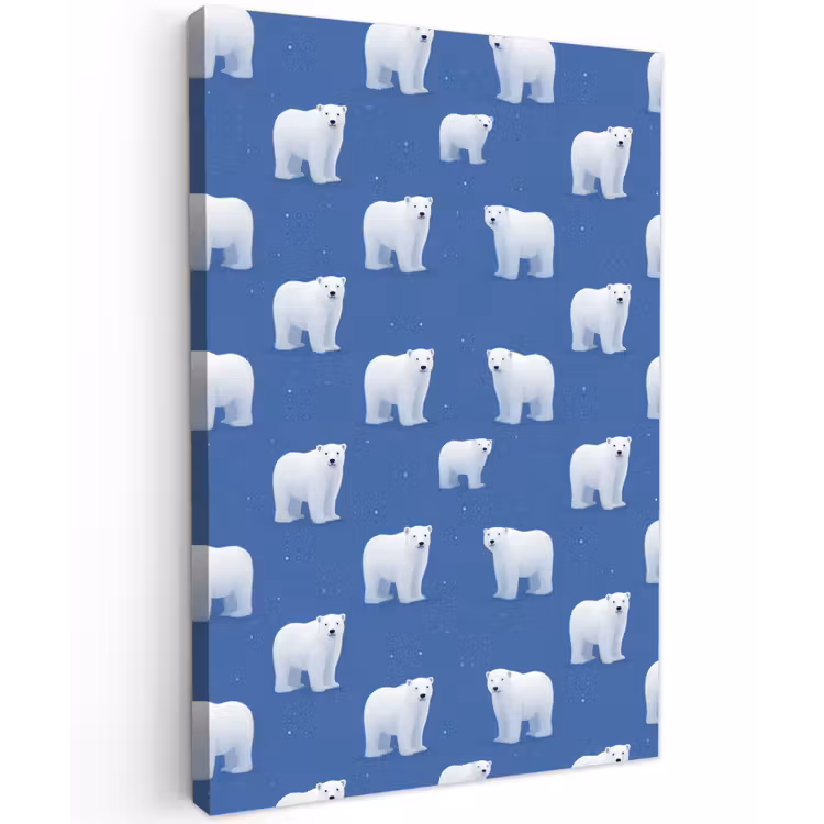 IJsbeer - Patroon - Blauw Tuinposter op houten frame 2 cm dik klein 841 -3d