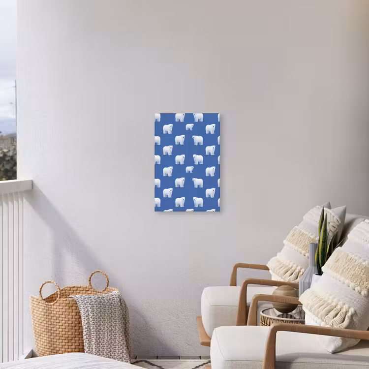 IJsbeer - Patroon - Blauw Tuinposter op houten frame 2 cm dik klein 841 -sfeer1